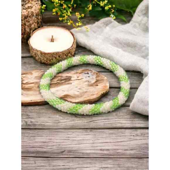 2 Handmade glass beaded bracelets- Sasha Co. Sz med - Picture 2 of 4